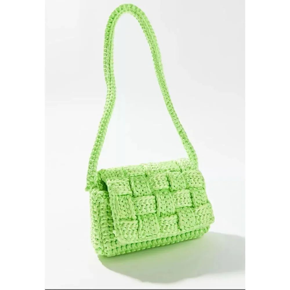 urban outfitters Morgan Shiny Knit Baguette Bag Green